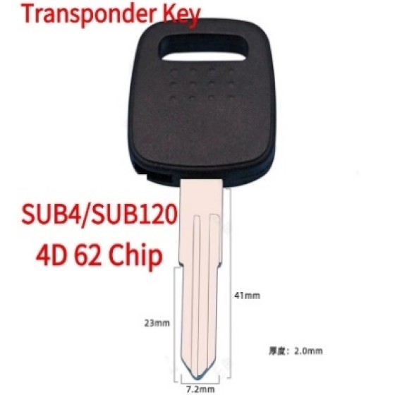 2005-2013 Subaru - SUB4/SUB120 Transponder Key (4D 62 Chip)(Aftermarket chip )(No logo)